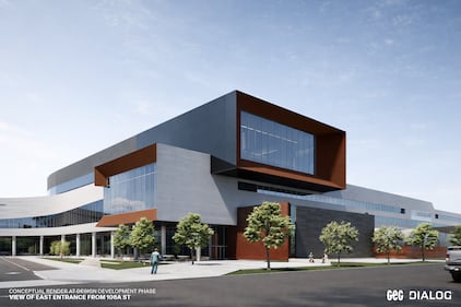 The future advanced skills centre at the Northern Alberta Institute of Technology is depicted in a rendering. (Source: GEC + Dialog)