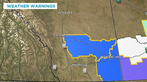 Hazardous winter conditions for parts of southeast Alberta
