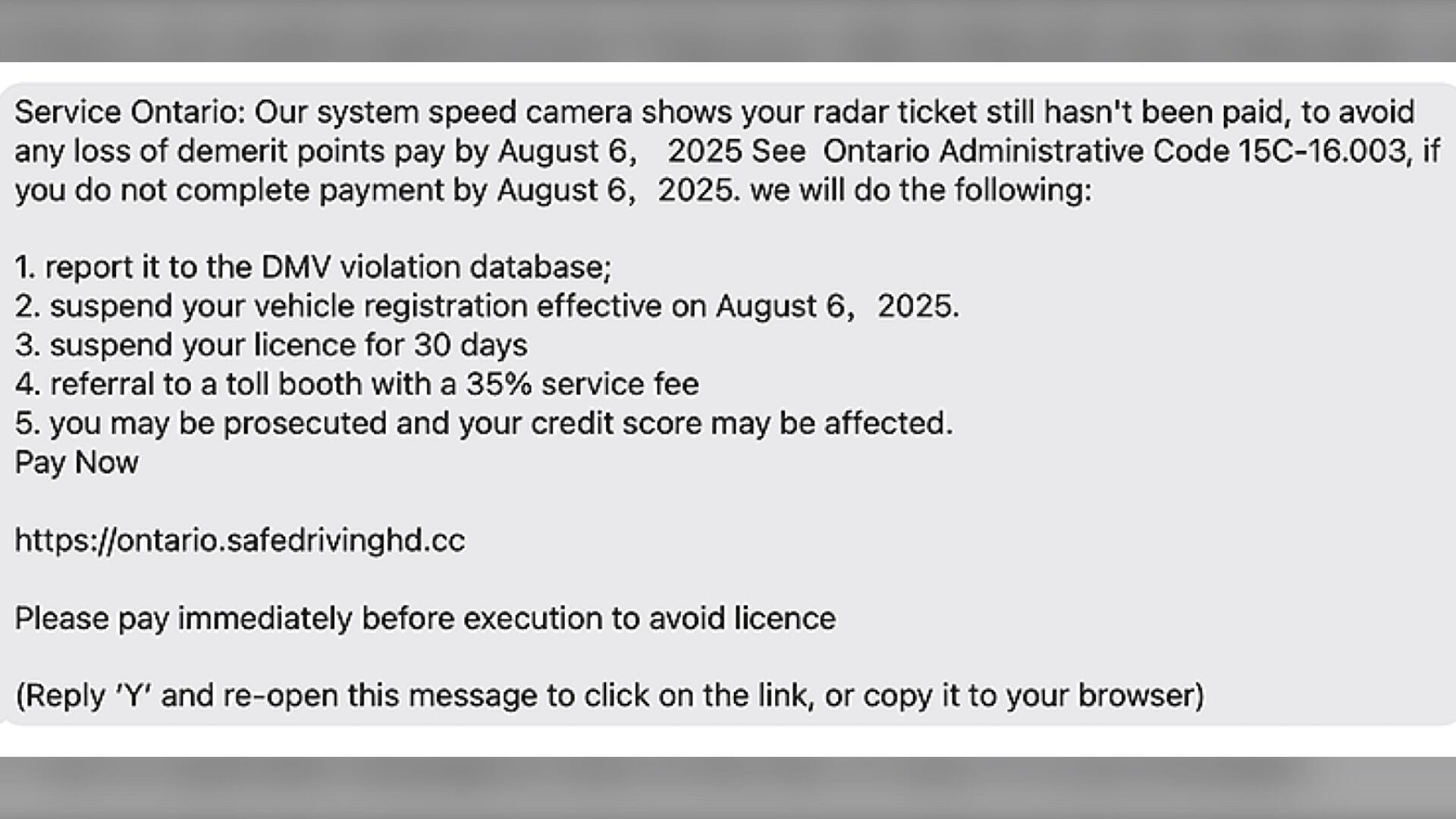 Texts demanding payment of speed camera fines are fake