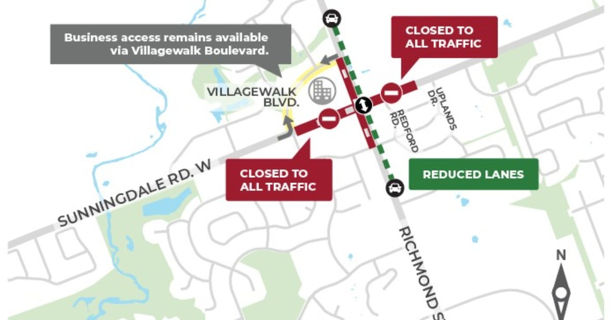 Sunningdale Road to close for two weeks as intersection project enters final phase
