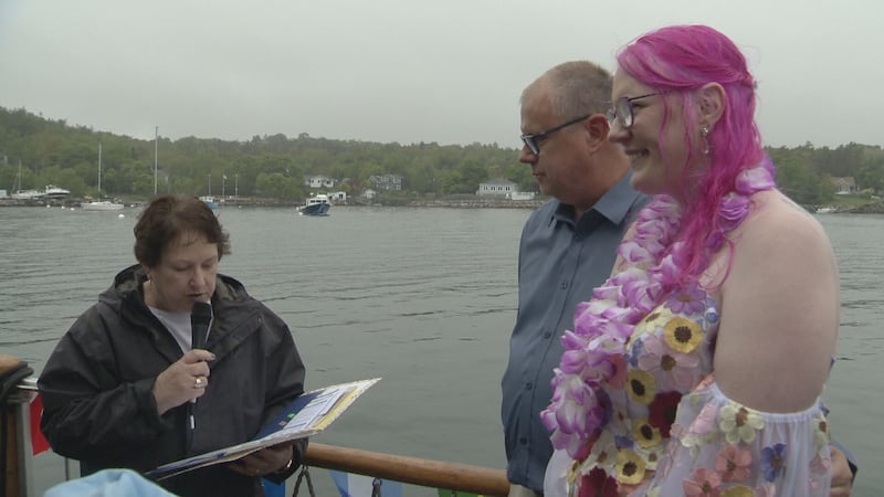 Love comes home: Nova Scotia couple ties the knot on a tiki boat