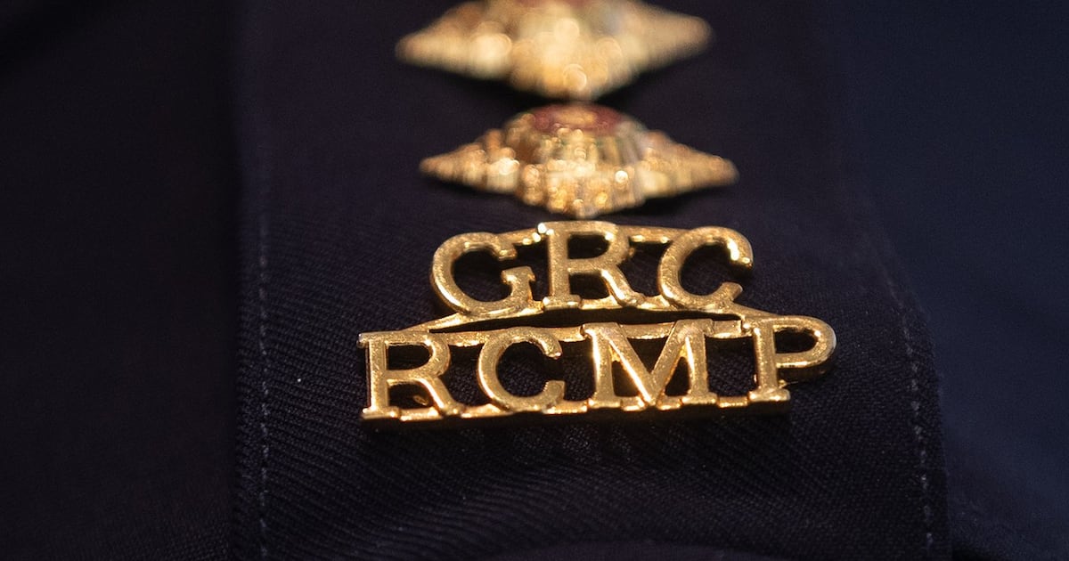 An RCMP epaulette is seen in Edmonton, Wednesday, Feb. 5, 2025. THE CANADIAN PRESS/Jason Franson