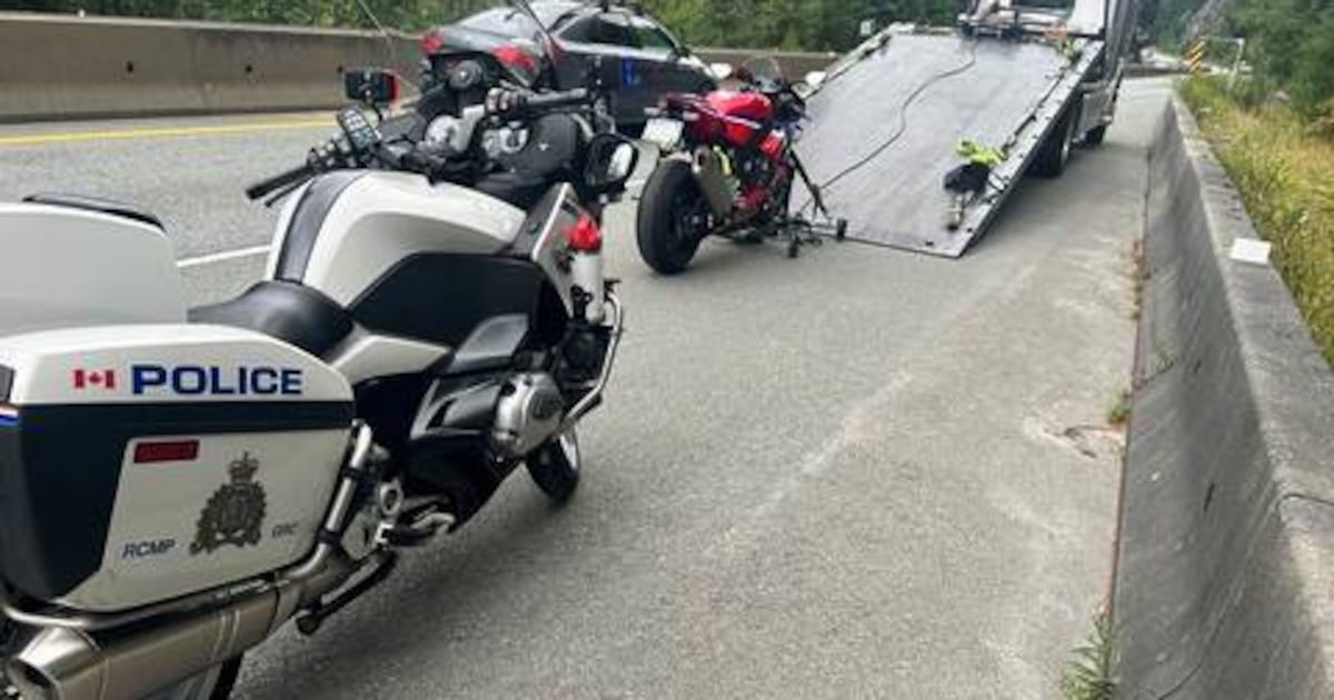 Motorcycle impounded after new rider reaches ‘shocking speed' on B.C. highway
