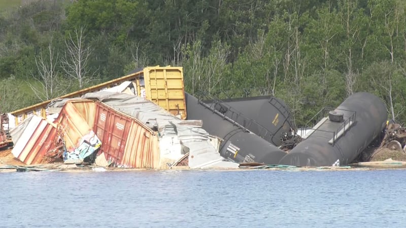 Calgary train derailment sends cars into pond; TSB investigating