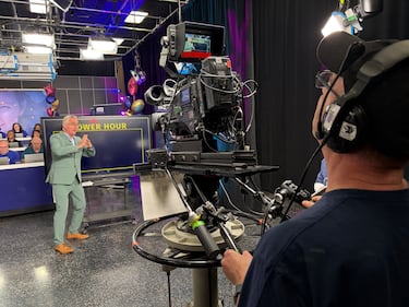 Former CTV News at Five host Jayson Baxter and cameraman Paul Creelman  are pictured at the 42nd annual IWK Telethon. (CTV Atlantic / Mike Lamb)