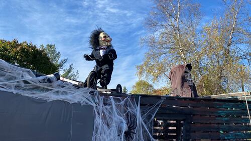 Halloween decorations are seen at the Halloween Display in the Whittaker's property in West Riverview, N.B. (CTV/Derek Haggett)
