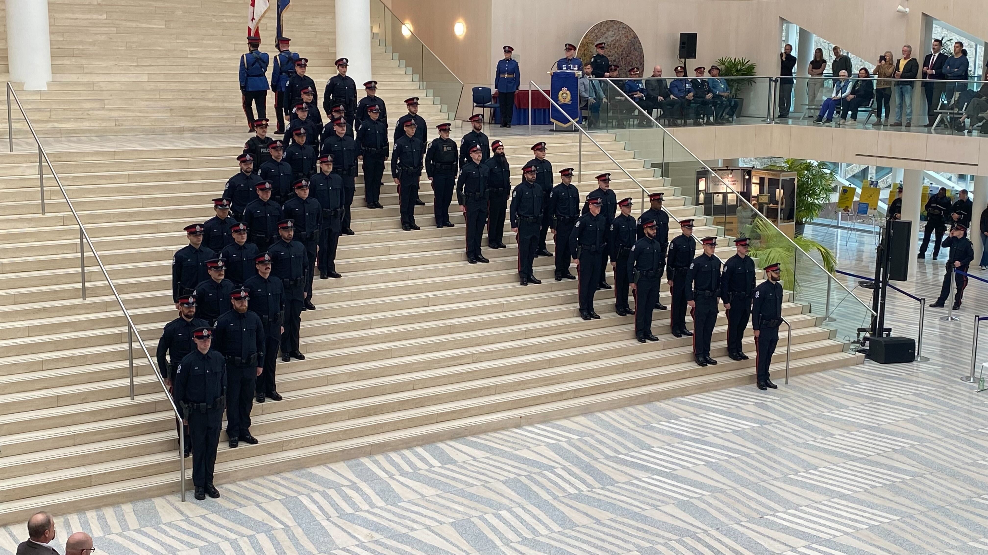 A graduation ceremony was held for 42 police officers at City Hall in Edmonton on Oct. 24, 2025. (Galen McDougall/CTV News Edmonton)