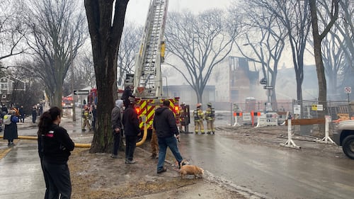 Fire broke out at a multi-storey structure at 108 Street and 85 Avenue on March 19, 2026. (Dave Mitchell/CTV News Edmonton)