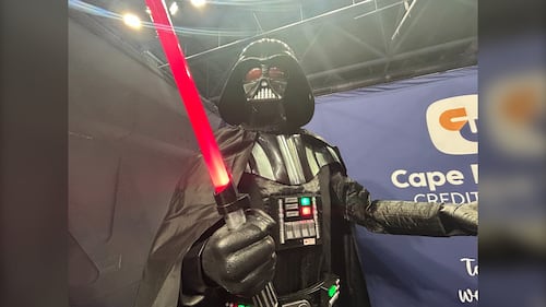 A statue of Darth Vader is pictured at CaperCon at Sydney Centre 200 in Sydney, N.S., May 31, 2026. (Ryan MacDonald/CTV Atlantic)