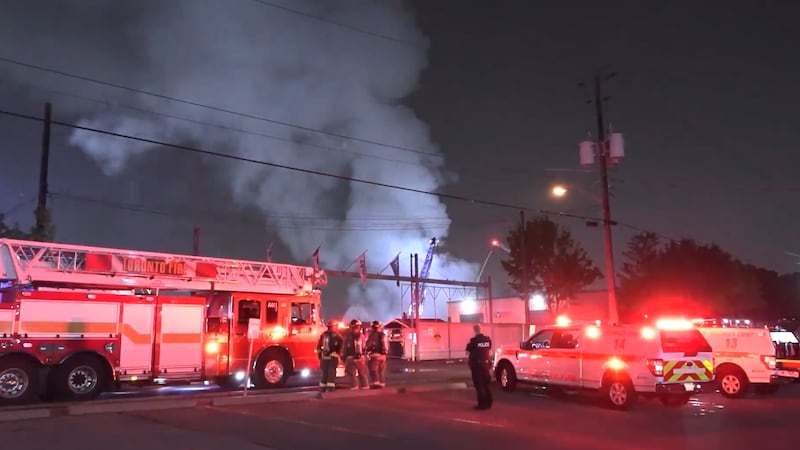 Fire breaks out at industrial warehouse in North York