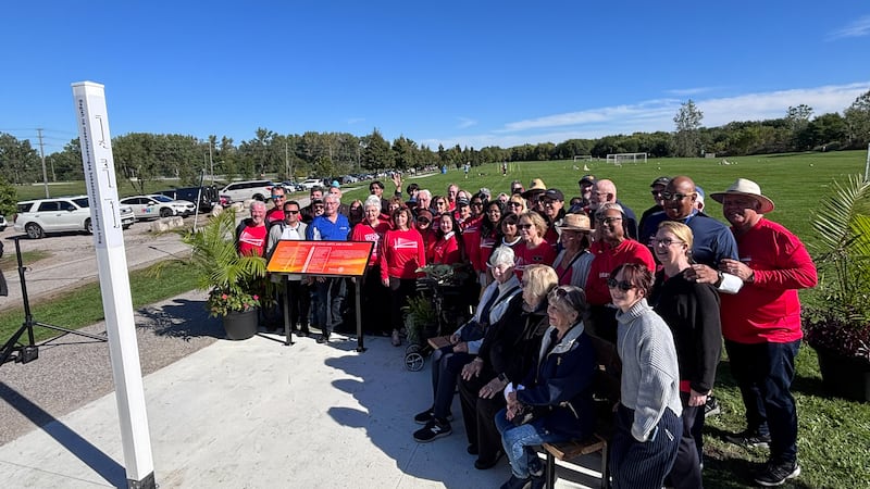 Windsor, Detroit Rotarians unveil matching peace poles near Gordie Howe Bridge