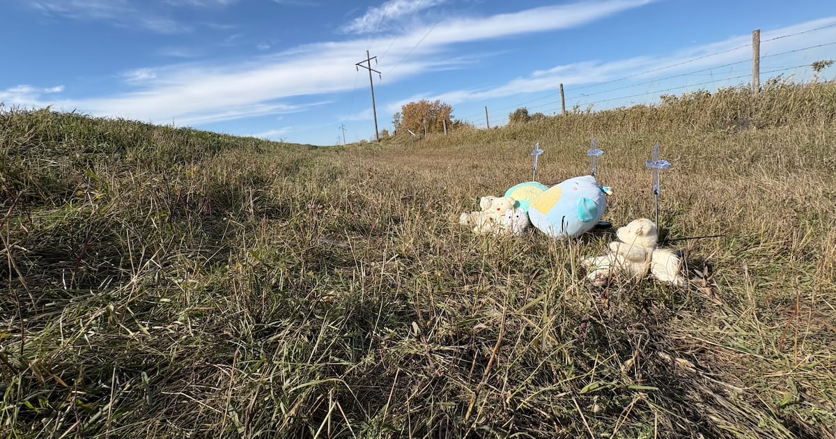 Photo: CTV News A memorial has erected for a woman and two young girls who were killed in a collision on Wallahalla Road west of Foam Lake