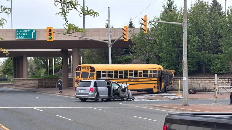 School bus crash on Howard Avenue