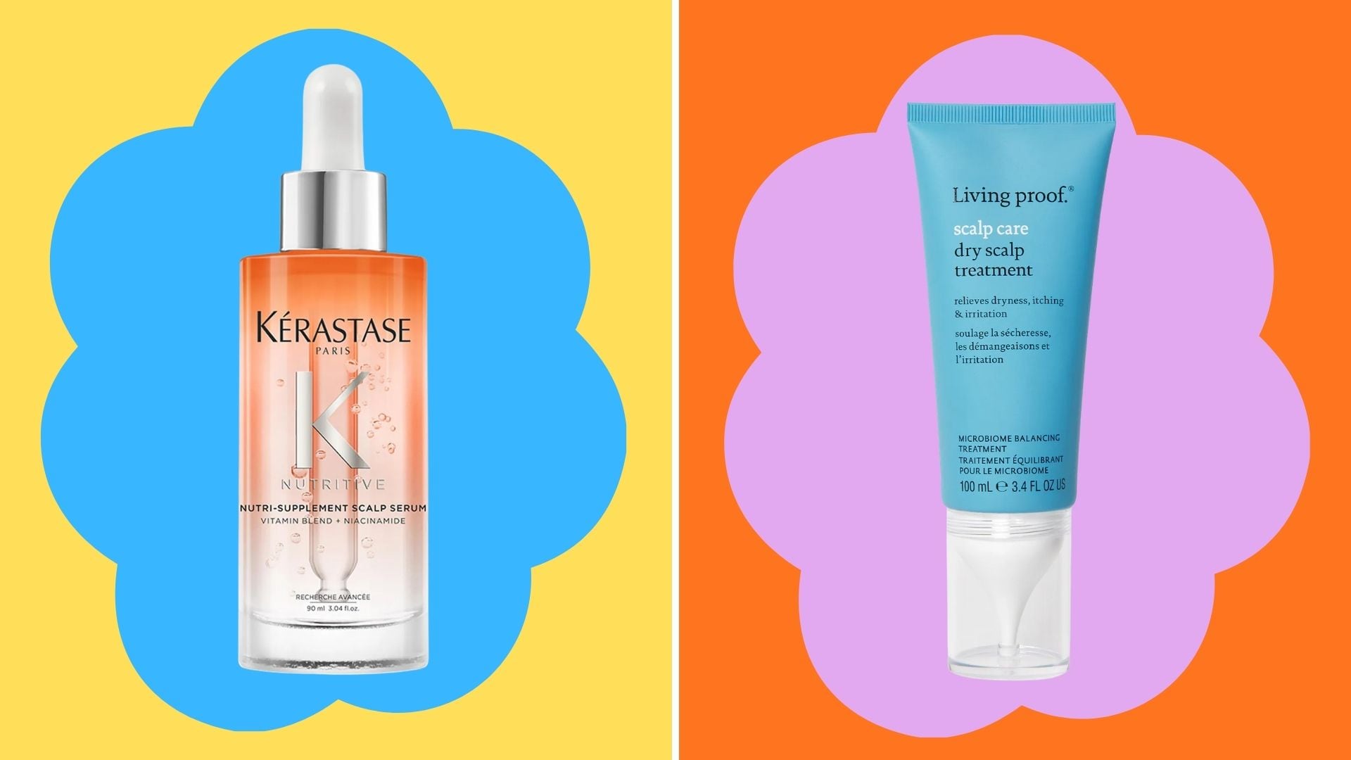 Kerastase Dry Scalp Serum and Living Proof Dry Scalp Treatment.