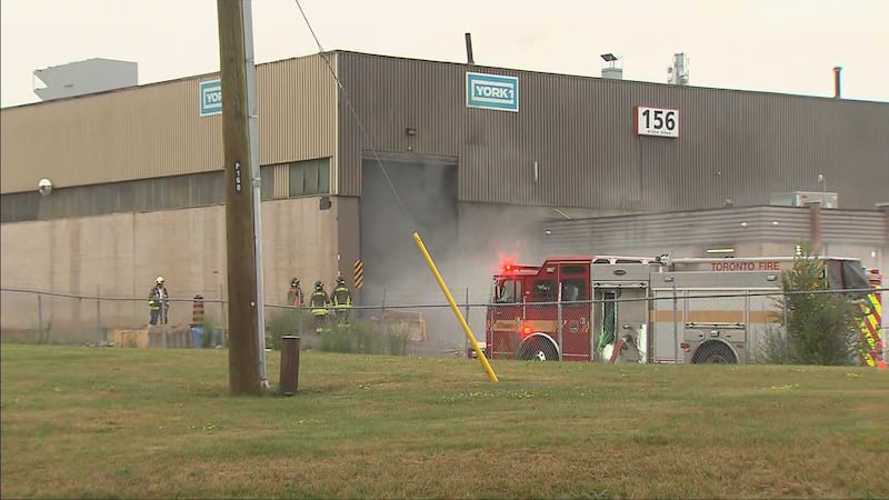 Crews battle four-alarm fire at Etobicoke waste transfer station