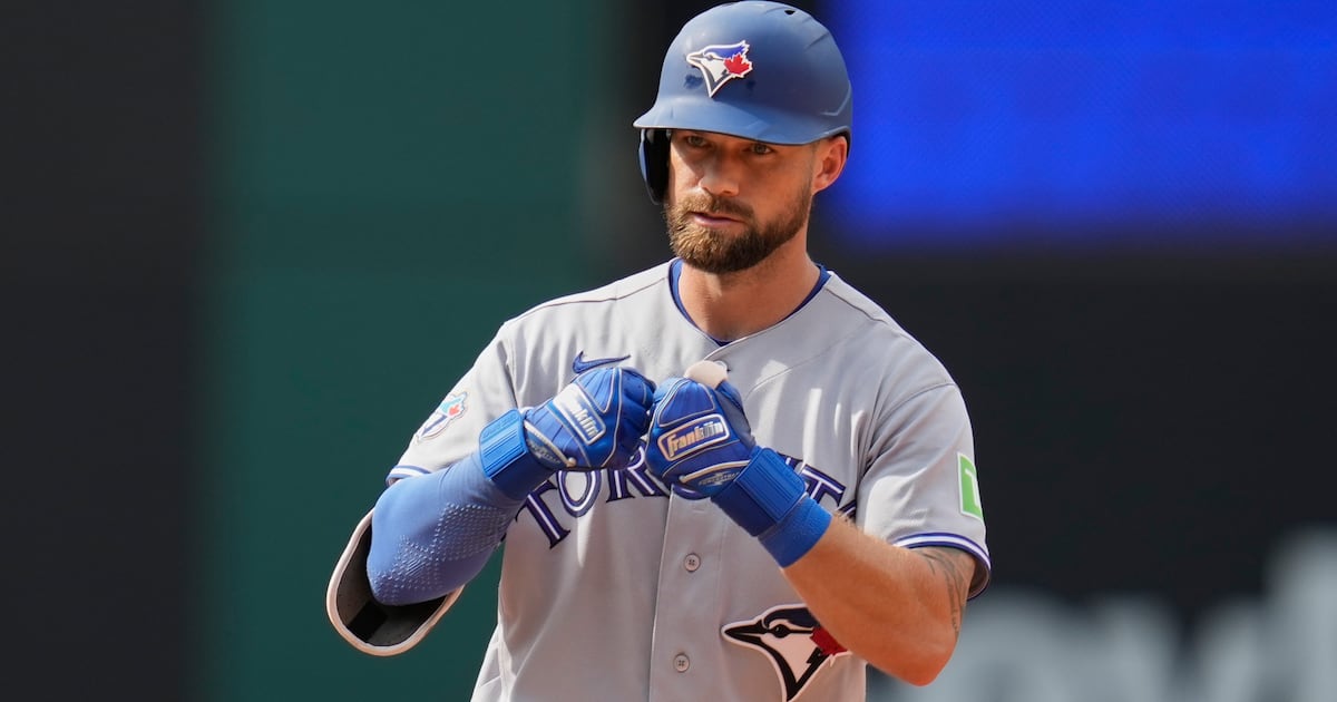 Photo: ctvnews.ca Toronto Blue Jays right fielder Nathan Lukes gestures from second base after hitting a double in the eighth inning of a
