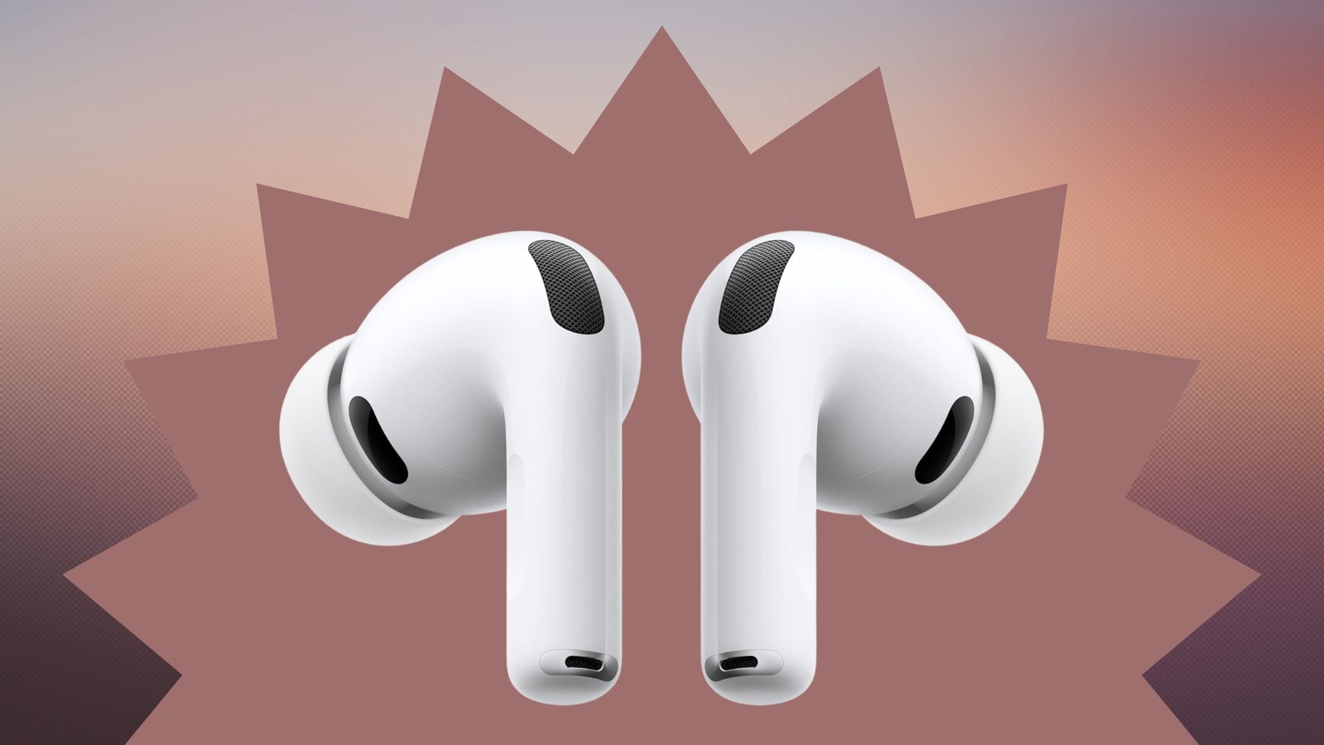 The AirPods Pro 3 in a starburst on a gradient background.