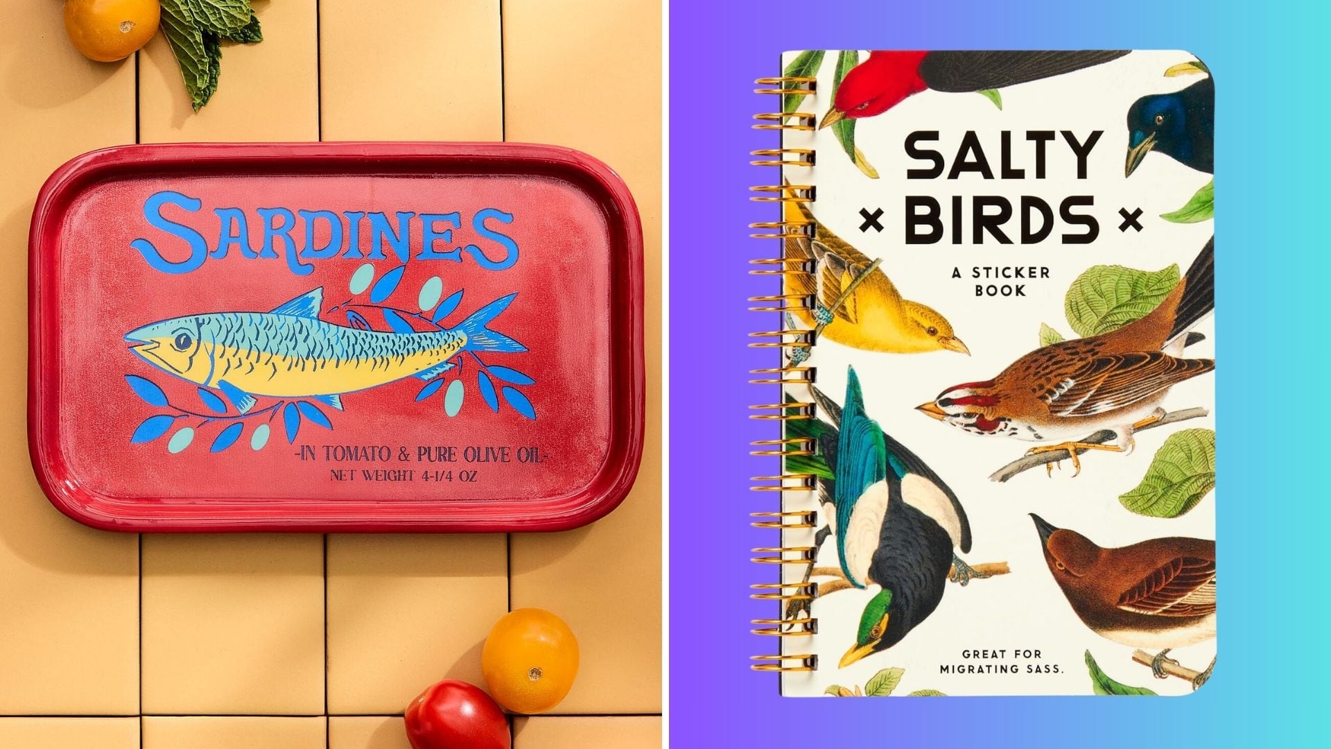 A Sardine dish from Simons and Salty Birds stickers.