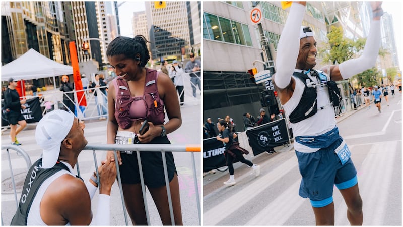 ‘I’m trying to propose to you’: Mississauga couple gets engaged mid-race at Toronto Waterfront Marathon