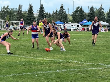 Teams from across the Maritimes got together Sunday to play some Australian rules football, also known as "footy." (CTV/Derek Haggett)