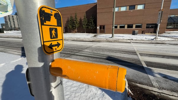 This is why the city installed an oversized pedestrian crossing button