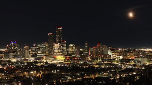 Your Morning Edmonton's CTV Drone flies over downtown on Feb. 11, 2026. (Sean McClune/CTV News Edmonton)