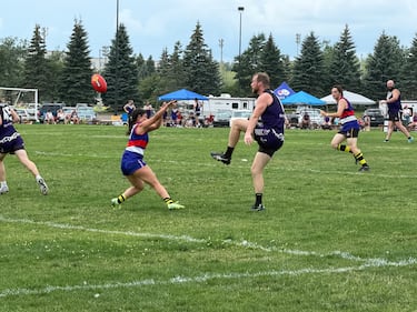 Teams from across the Maritimes got together Sunday to play some Australian rules football, also known as "footy." (CTV/Derek Haggett)