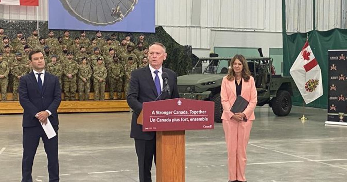 Minister of National Defence David McGuinty speaks at a defence press conference in Edmonton on Oct. 7, 2026. (Dave Mitchell/CTV News Edmonton)