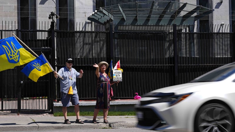 Russian embassy protesters keep daily picket, 4.5 years into Ukraine invasion
