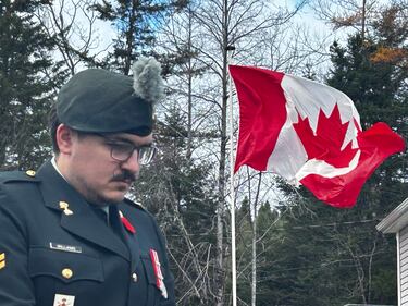 Remembrance Day ceremony in New Ross, N.S. on Tuesday, Nov. 11, 2025. (CTV Atlantic/ Jonathan MacInnis)