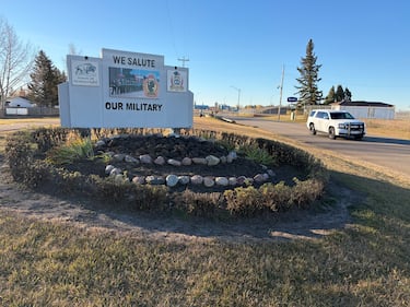 A sign in Wainwright sharing support for the Canadian Armed Forces. (Kent Morrison/CTV News Edmonton)