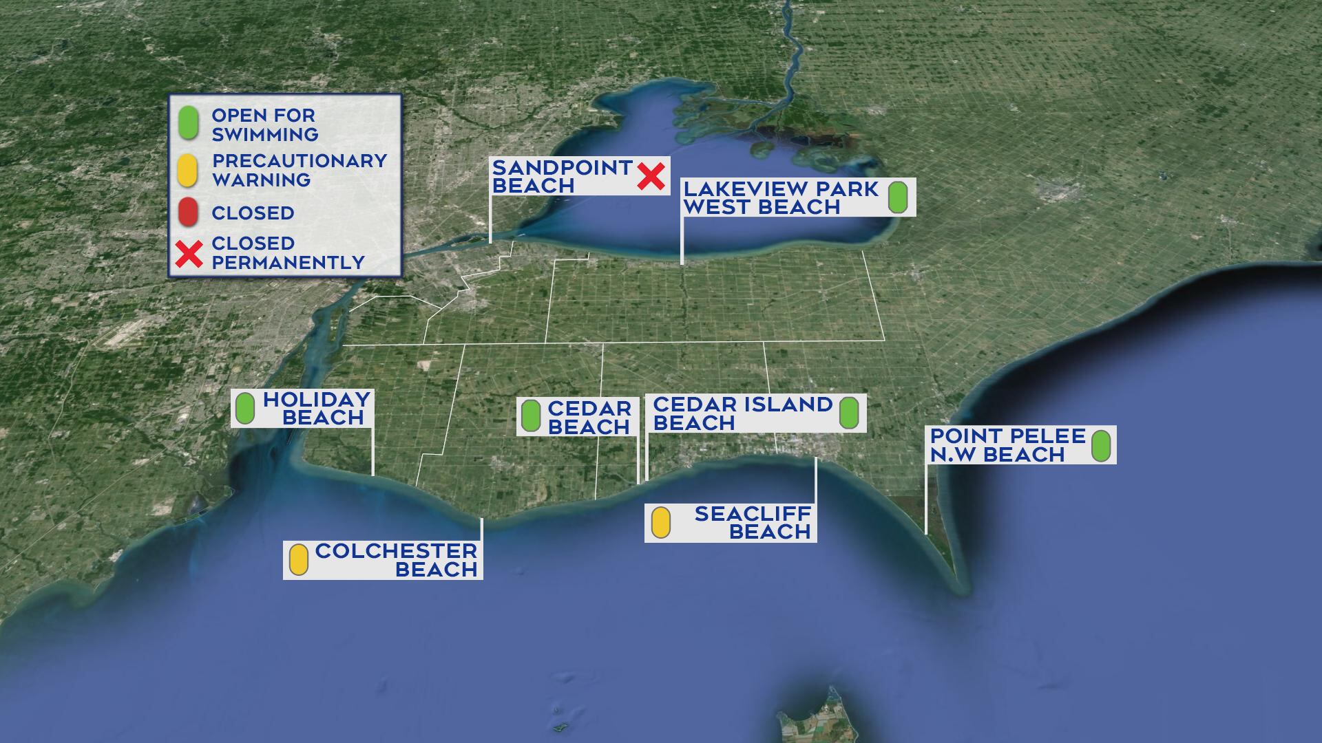 Beach water testing results Aug 8