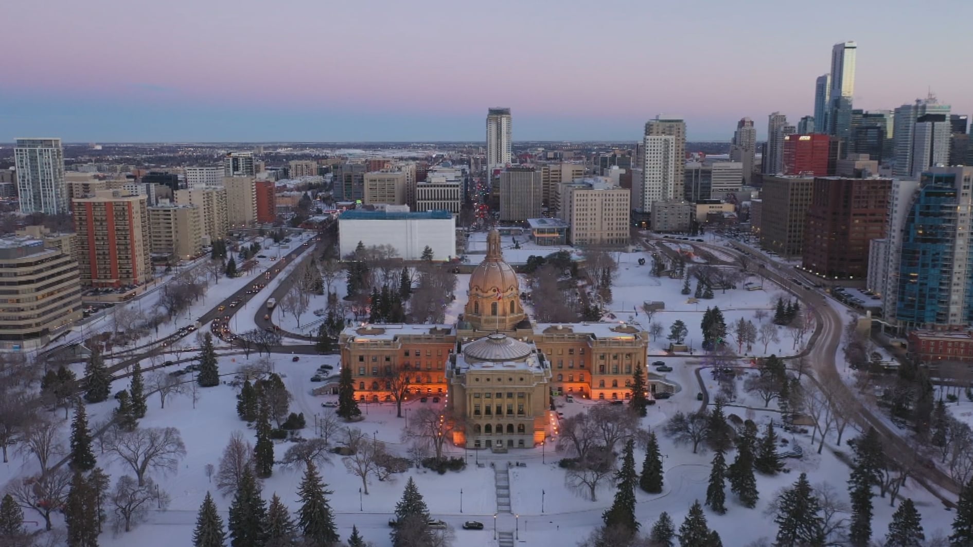 The Alberta legislature in downtown Edmonton is seen in this Dec. 9, 2024, aerial photo. (Cam Wiebe / CTV News Edmonton)