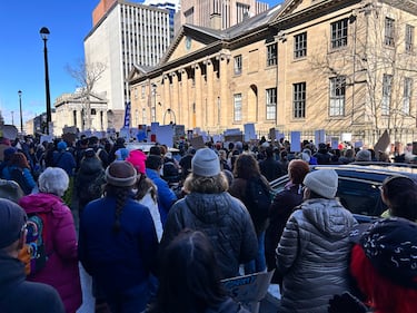 Thousands gather outside Nova Scotia Province House protesting proposed cuts to the arts, culture and tourism sectors. (CTV/Paul Dewitt)