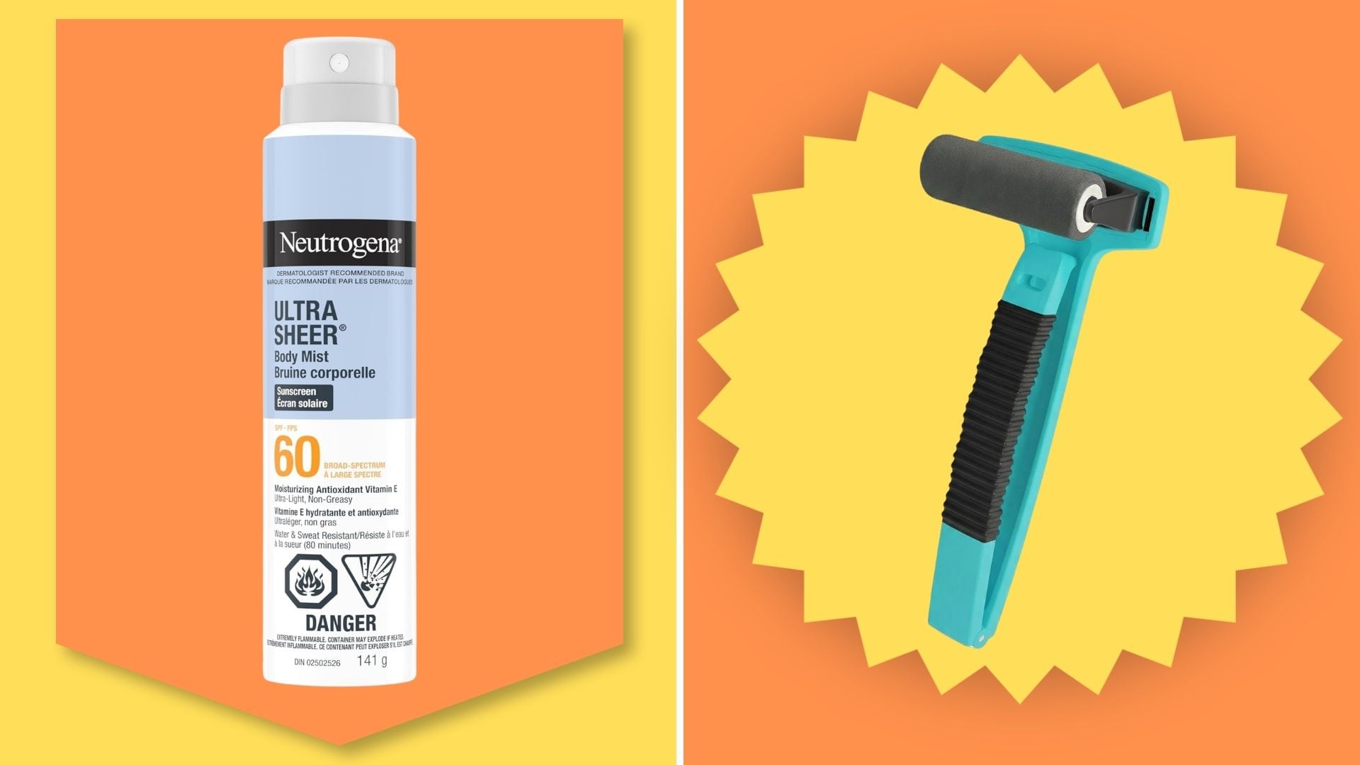Neutrogena Sunscreen Spray and a sunscreen applicator.