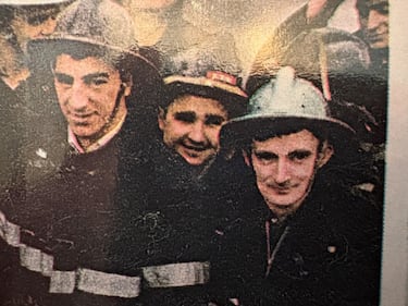 Clem Fairclough pictured on the right next to firefighting colleagues. (Courtesy of the Kentville Volunteer Fire Department)