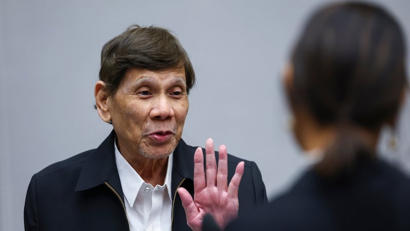 Former Philippine President Rodrigo Duterte appears in court in The Hague