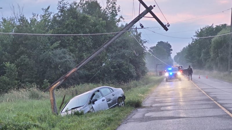 Driver hits hydro pole in Erin