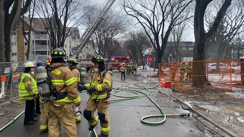 Fire broke out at a multi-storey structure at 108 Street and 85 Avenue on March 19, 2026. (Dave Mitchell/CTV News Edmonton)