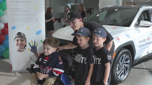 B.C. mother shares twins’ leukemia battle with support from NHL star Connor Bedard