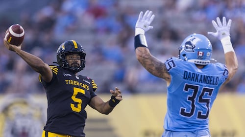 Missed field goal on game's final play gives Tiger-Cats 24-23 win over Argonauts