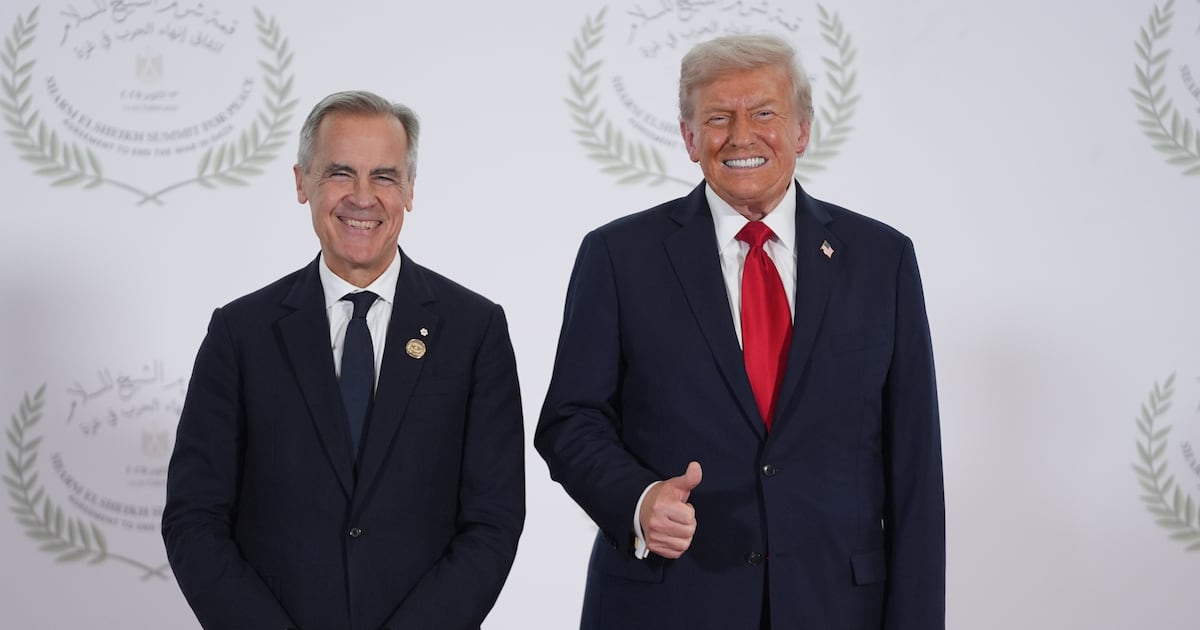 Photo: Ctvnews U.S. President Donald Trump greets Prime Minister Mark Carney during a summit to support ending the Israel-Hamas war