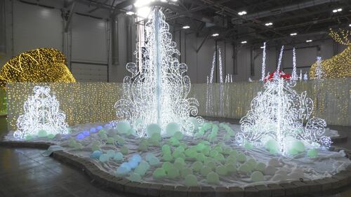 Winter and animal scenes are portrayed by the 2025 Glow indoor light show at Edmonton's Expo Centre in 2025. (Evan Klippenstein / CTV News Edmonton)