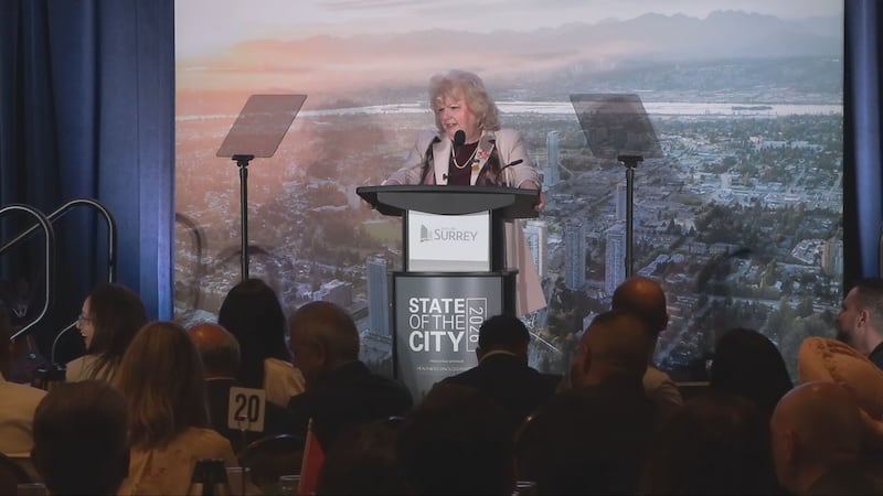 Surrey mayor stresses public safety plan in state of city address, rivals skeptical amid extortion crisis