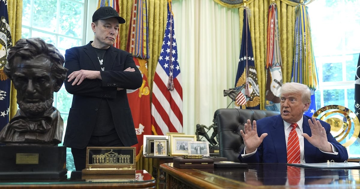 President Donald Trump speaks during a news conference with Elon Musk in the Oval Office of the White House, Friday, May 30, 2025, in Washington. (AP Photo/Evan Vucci)