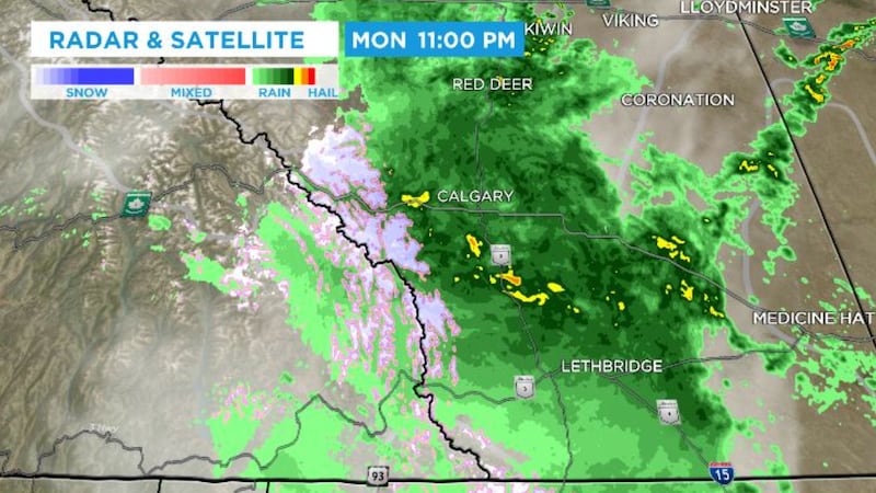 More than 130 mm of rain has fallen over portions of central/southern Alberta