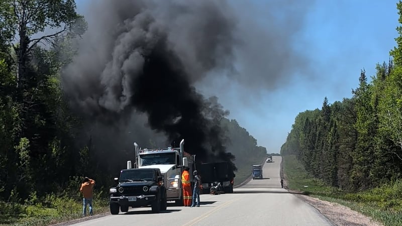 Section of Highway 101 closed after transport truck fire