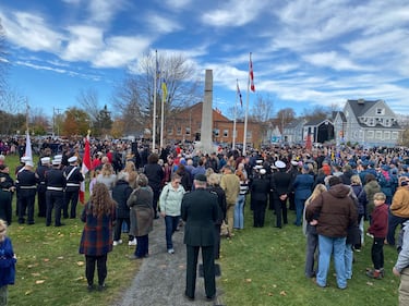 A Remembrance Day ceremony in Windsor, N.S. on Tuesday, Nov. 11, 2025. (CTV Atlantic/ Hafsa Arif)