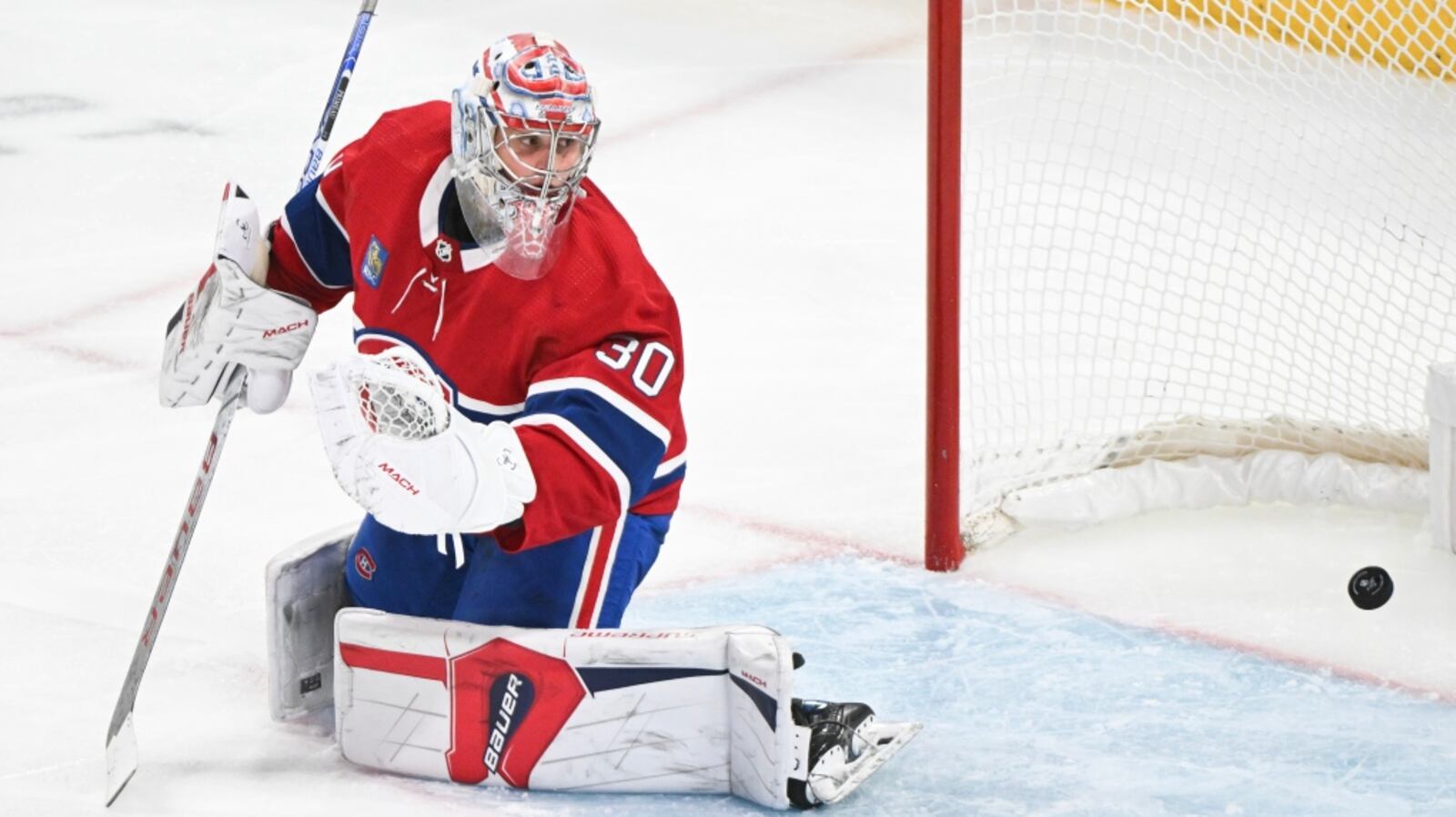 Primeau Cayden Primeau between the pipes for the Habs against the Buffalo Sabres