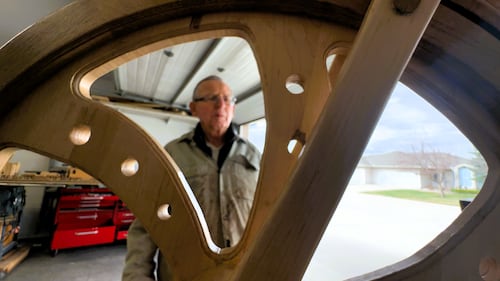 Anton Koch is creating a full-sized, rideable bicycle made of wood